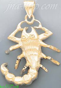 14K Gold Scorpion Animal Dia-Cut Charm Pendant