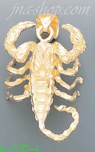 14K Gold Scorpion Animal Dia-Cut Charm Pendant