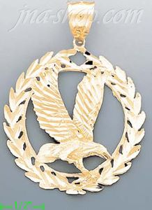 14K Gold Eagle Animal Dia-Cut Charm Pendant