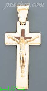 14K Gold Crucifix Italian Enamel Cross Charm Pendant