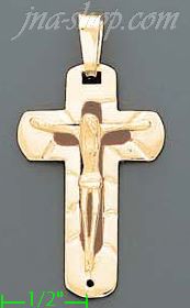 14K Gold Crucifix Italian Enamel Cross Charm Pendant