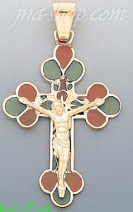 14K Gold Crucifix Italian Enamel Cross Charm Pendant