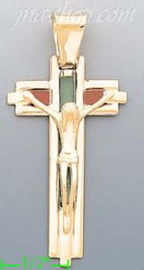 14K Gold Crucifix Italian Enamel Cross Charm Pendant