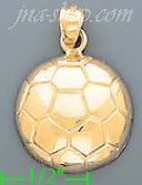 14K Gold Soccer Ball Dia-Cut Charm Pendant