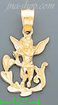 14K Gold Cherub Dia-Cut Charm Pendant