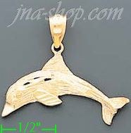 14K Gold Dolphin Dia-Cut Charm Pendant