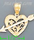 14K Gold Heart w/Arrow Dia-Cut Charm Pendant