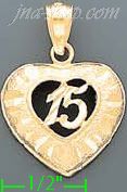 14K Gold 15 Años Heart Dia-Cut Charm Pendant