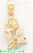 14K Gold Rose Dia-Cut Charm Pendant