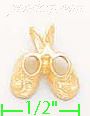 14K Gold Baby Shoes Dia-Cut Charm Pendant