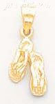 14K Gold Slippers Ballet Shoes Dia-Cut Charm Pendant