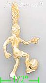 14K Gold Boy Playing Soccer Dia-Cut Charm Pendant