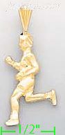 14K Gold Runner Running Dia-Cut Charm Pendant