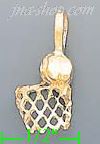 14K Gold Basketball Dia-Cut Charm Pendant