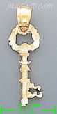 14K Gold Key Dia-Cut Charm Pendant