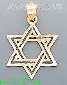 14K Gold Star of David Dia-Cut Charm Pendant