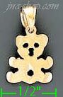 14K Gold Teddy Plush Bear Dia-Cut Charm Pendant