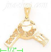 14K Gold Hair Dryer Dia-Cut Charm Pendant