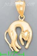 14K Gold Panther Animal Sand Polished Dia-Cut Charm Pendant