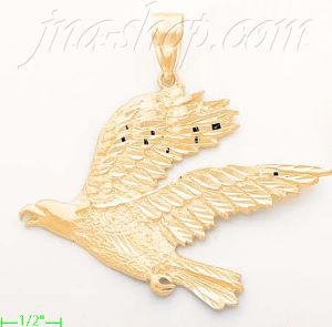 14K Gold Eagle in Flight Animal Sand Polished Dia-Cut Charm Pend