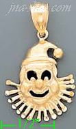 14K Gold Clown Sand Polished Dia-Cut Charm Pendant