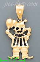 14K Gold Clown Sand Polished Dia-Cut Charm Pendant