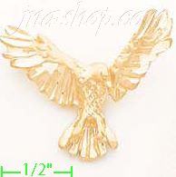 14K Gold Eagle Animal Sand Polished Dia-Cut Charm Pendant