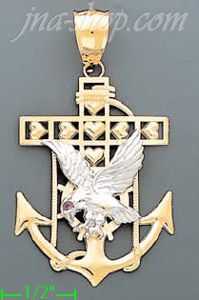 14K Gold Striking Eagle High Polish Anchor Charm Pendant