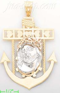 14K Gold Jesus Christ High Polish Anchor Charm Pendant
