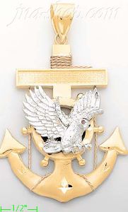 14K Gold Striking Eagle High Polish Anchor Charm Pendant