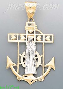 14K Gold Virgin High Polish Anchor Charm Pendant