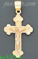 14K Gold Crucifix 3Color Dia-Cut Cross Charm Pendant