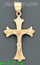 14K Gold Crucifix 3Color Dia-Cut Cross Charm Pendant