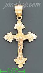 14K Gold Crucifix 3Color Dia-Cut Cross Charm Pendant