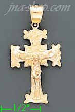 14K Gold Crucifix 3Color Dia-Cut Cross Charm Pendant