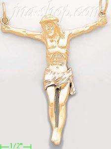 14K Gold Jesus Christ 3Color Dia-Cut Charm Pendant