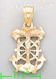 14K Gold Crucifix Cross Anchor 3Color Dia-Cut Charm Pendant