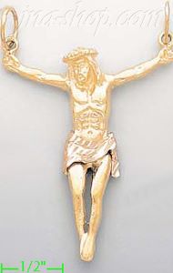 14K Gold Jesus Christ 3Color Dia-Cut Charm Pendant