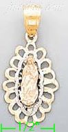 14K Gold Virgin Religious 3Color Dia-Cut Charm Pendant