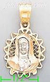 14K Gold Virgin Religious 3Color Dia-Cut Charm Pendant