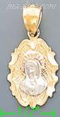 14K Gold Virgin Religious 3Color Dia-Cut Charm Pendant