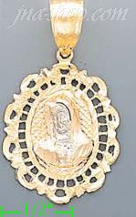 14K Gold Virgin Religious 3Color Dia-Cut Charm Pendant