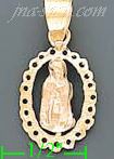 14K Gold Virgin Religious 3Color Dia-Cut Charm Pendant