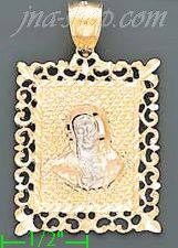 14K Gold Virgin Religious 3Color Dia-Cut Charm Pendant