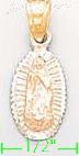 14K Gold Virgin Religious 3Color Dia-Cut Charm Pendant