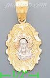 14K Gold Jesus Religious 3Color Dia-Cut Charm Pendant