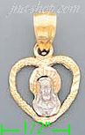 14K Gold Jesus Heart Religious 3Color Dia-Cut Charm Pendant