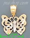 14K Gold Butterfly 3Color Dia-Cut Charm Pendant