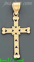 14K Gold Hearts Cross 3Color Dia-Cut Charm Pendant