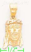 14K Gold Jesus Christ Face Religious 3Color Dia-Cut Charm Pendan